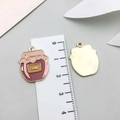 Enamel strawberry jam jar pendant in dark red and gold for DIY jewelry making - Thanksgiving Jar (19222)