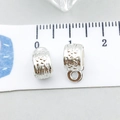 Antique silver hollow cylinder beads with floral patterns and ring bail for DIY jewelry - Bright Silver Hollow Bead (20681)