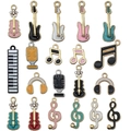 Colorful enamel music pendants set with guitar and piano keys charms for jewelry making - Mixed Music Symbols Style (SN961)