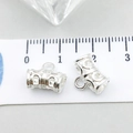 Antique silver filigree bail pendant with measurement scale for DIY jewelry making - Bright Silver Woven Bead (20682)