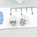 Silver alloy grooved spacer beads with hanging loops for DIY jewelry making - Bright Silver Texture Bead (20683)