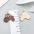 Brown enamel tractor alloy pendants for DIY jewelry making and craft accessories - Pumpkin Man In Car (19324)