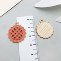 Enamel Thanksgiving pie charms with orange lattice design and gold metal backing - Pumpkin Pie (19325)