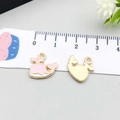 Pink whale enamel animal charm in gold plating for DIY jewelry making and crafts - Whale / Pink