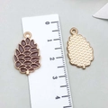 Brown pine cone charms with gold metal back and ruler for scale measurement - Oil Pinecone (19327)