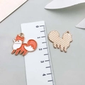 Orange fox enamel pendant for DIY jewelry making with measurement reference scale - Oil Fox (19328)