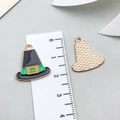 Halloween witch hat alloy pendant with orange and green enamel for DIY jewelry making - Oil Hat (19329)