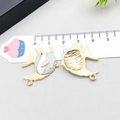 DIY tropical fish alloy pendant with colorful enamel finish and gold-plated details - Tropical Fish / Lake Blue