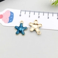 Blue enamel starfish alloy charms for DIY jewelry making with gold-tone back - Starfish / Blue