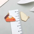 Enamel thanksgiving cake pendant with orange glaze and golden textured back, 2cm size - Oil Cake (19330)