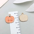 Orange enamel pumpkin charm for DIY jewelry making with cute facial expression - Orange Smiley Pumpkin (19331)