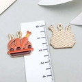 Enamel turkey pendant for DIY jewelry making with measurement scale reference - Orange Turkey (19333)