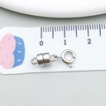 Chiusura magnetica d'argento con anello a molla per la creazione di gioielli fai-da-te - Cilindro a Testa Singola / Argento antico