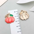 Orange enamel and gold pumpkin charms for DIY jewelry making with leaf detail - Vine Pumpkin (19335)