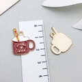 Enamel coffee cup charm with Pumpkin Lover text and golden metal mesh back detail - Oil Teacup (19336)