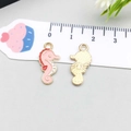Pink enamel seahorse charms and gold alloy pendants for DIY jewelry making - Seahorse / Pink
