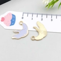 Purple enamel moon pendant and gold bird charm for DIY jewelry making 2.2cm size - Manta Ray / Purple
