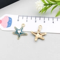 Blue enamel starfish pendant and golden starfish charm for DIY jewelry making - Starfish / Sapphire Blue
