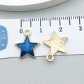 Pendentif étoile bleue en émail pour bijoux DIY avec bordure en métal doré - Style Étoile en Émail Bleu Foncé (9960)