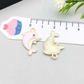 Pink dolphin enamel alloy pendant with gold plating for DIY jewelry making and crafts - Dolphin / Pink