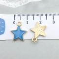 Ciondolo a stella in smalto blu e oro per gioielli fai-da-te, misura 12mm su scala - Stella a Cinque Punte (13550)