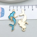Pendentif sirène en émail bleu et alliage de zinc pour bijoux DIY avec dos doré poli - Style Sirène en Émail Bleu Foncé (10962)