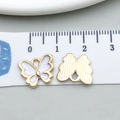 White enamel butterfly charm in gold alloy for DIY jewelry making 1.2cm size - Bowknot Style 2