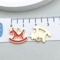 Red enamel unicorn charm in golden finish for DIY jewelry making with 2cm measurement - Red Enamel Rocking Horse