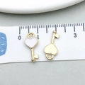 Golden heart-shaped key pendant and white oil-drop charm accessory for jewelry DIY - Long Heart Key