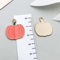Orange enamel pumpkin pendant charms with golden metal grid back for DIY jewelry - Orange Pumpkin (19344)