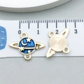 Pendentifs planète en émail bleu avec motifs lune et étoile pour création bijoux DIY - Style Saturne en Émail Bleu Foncé (11582)