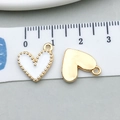 White enamel and gold heart-shaped DIY pendants for necklaces and bracelets - Round Heart Key