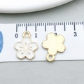 White enamel cherry blossom charm with gold edging for DIY jewelry making - Cherry Blossom