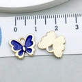 Pendentif papillon en émail bleu avec bords dorés pour bijoux DIY, taille 1,2 cm - Style Papillon en Émail Bleu Foncé (12493)