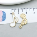 White enamel eighth note music charm in gold finish for DIY jewelry bracelet making - Eighth Note