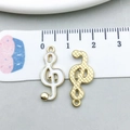 White enamel treble clef music note charm pendant with gold metal back for DIY jewelry - Treble Clef