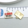 Miniature electronic piano alloy pendant with red and white oil drop finish for DIY jewelry - Red Enamel Piano