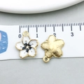 White enamel cherry blossom charm with gold alloy backing for DIY jewelry making - Cherry Blossom Style 2