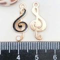 Rose gold musical treble clef charms with black enamel and zircon for DIY jewelry - Black Enamel Music Symbol (9*21mm)