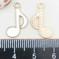 Enameled eighth note musical charm in white and gold finish for DIY jewelry - White Enamel Music Symbol (19*12mm)