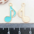 Blue enamel music note pendant with gold trim and textured metal finish DIY jewelry charm - Lake Blue Enamel Music Symbol (19*12mm)