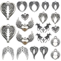 Antique silver alloy heart wing pendants for DIY necklaces and handmade jewelry making - Mixed Antique Silver Heart Wing Series (SN1062)