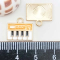 Orange keyboard music note pendant with gold alloy finish for DIY jewelry crafts - Yellow Enamel Piano (13*15mm)