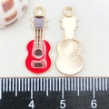 Guitar shaped enamel metal charms in red and brown colors for DIY jewelry making - Red Enamel Guitar (23*10mm)