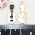 Guitar shaped gold alloy pendant with black and white enamel for DIY jewelry making - Black and White Enamel Guitar (23*10mm)