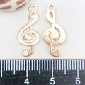 Treble clef music charm in rose gold and white enamel with a sparkling rhinestone - White Enamel Music Symbol (9*21mm)