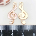 Pink enamel treble clef music charm in gold alloy with crystal accent for DIY jewelry - Pink Enamel Music Symbol (9*21mm)