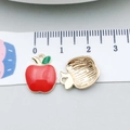Red enamel apple alloy charms with gold-tone back and green leaf for DIY jewelry - Apple (10851) / 1 Piece (12*15mm) / Red