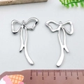Silver bow alloy pendant charms with top loops for DIY jewelry making 3.5cm size - Long Bow (21381)