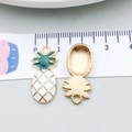 Pineapple shape alloy pendant with green oil drip and gold metal back for DIY jewelry - Pineapple (12320)